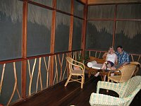 John and Margaret outside their room in our villa at Turtle Inn, Placencia, Belize.  