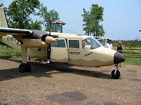 We had Blancaneaux send its Brittan-Norman Islander, &quotSofia&quot, to fly us from Placencia to Blancaneaux Lodge.  Raphael Perez was our pilot.  