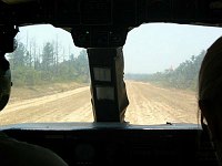 Just touching down on the dirt airstrip at Blancaneaux Lodge in &quotSofia,&quot the Brittan-Norman Islander.  