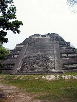 The steps of one of the smaller pyramids at Tikal.  