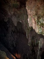 Entering the cave by canoe.  
