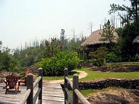 View of the Coppola Villa at Blancaneaux from the pedestrian bridge.  